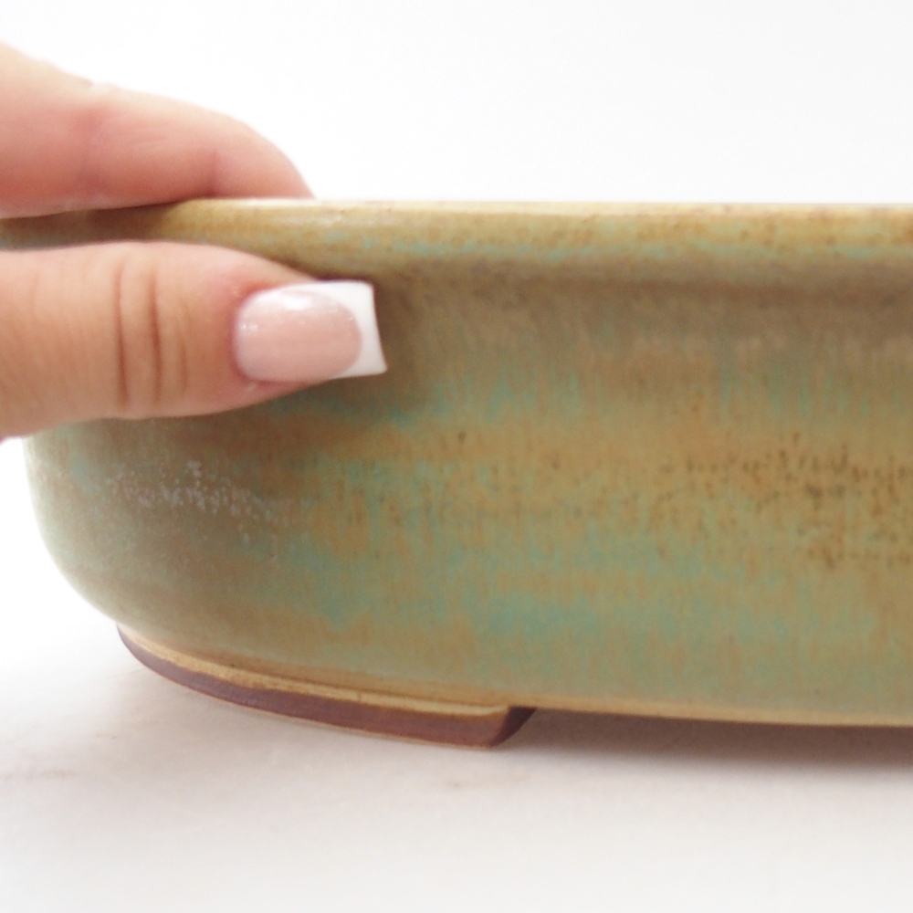 Bonsaischaal van keramiek 32,5 x 28 x 7 cm, groen