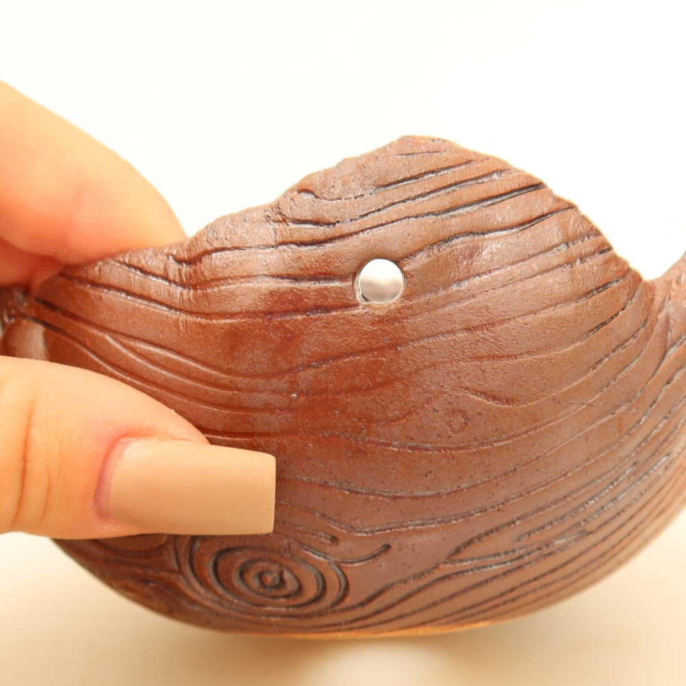Keramische schaal voor Kokedama, 13 x 11,5 x 6,5 cm, kleur: bruin