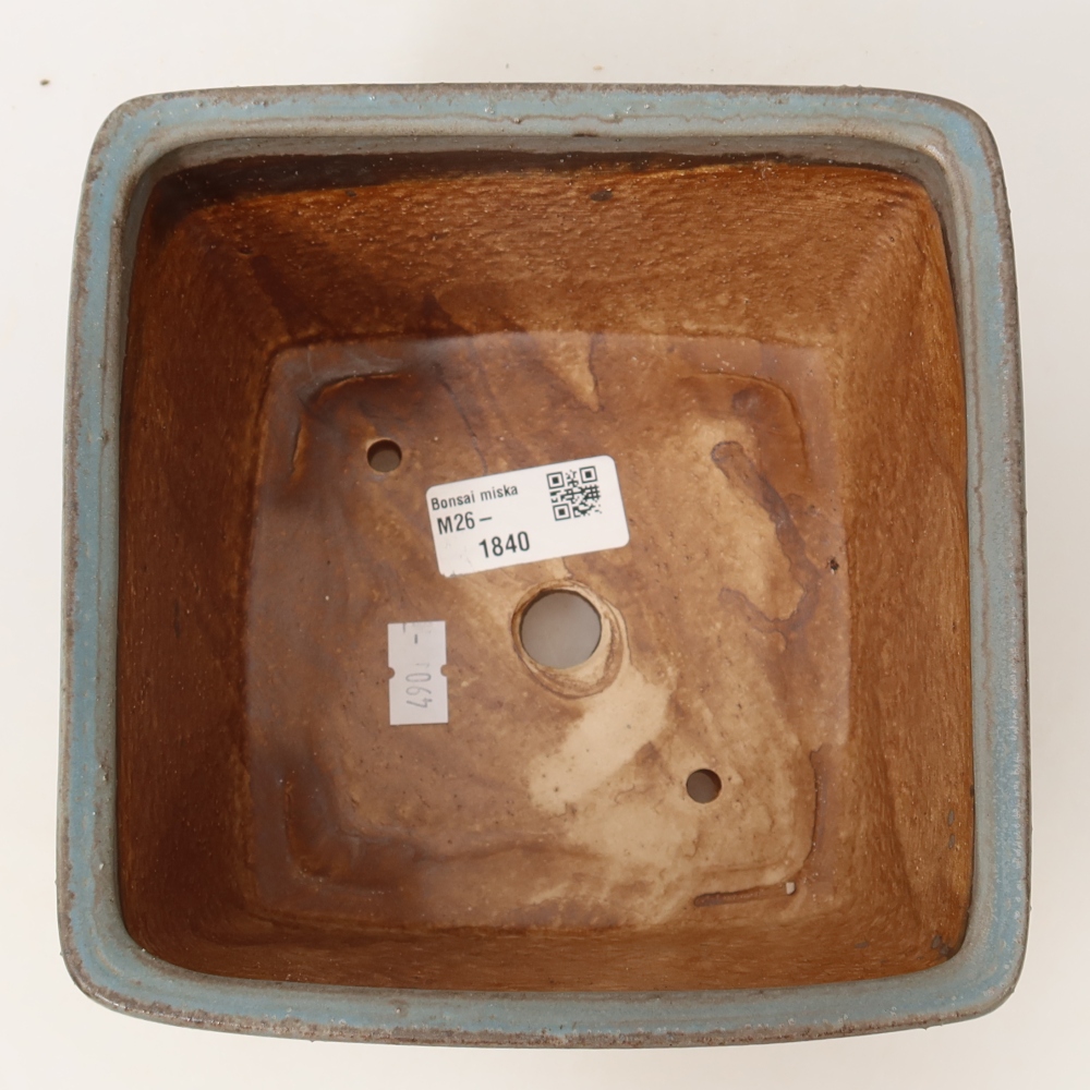 Bonsaischaal van keramiek 16 x 16 x 10 cm, kleur blauw