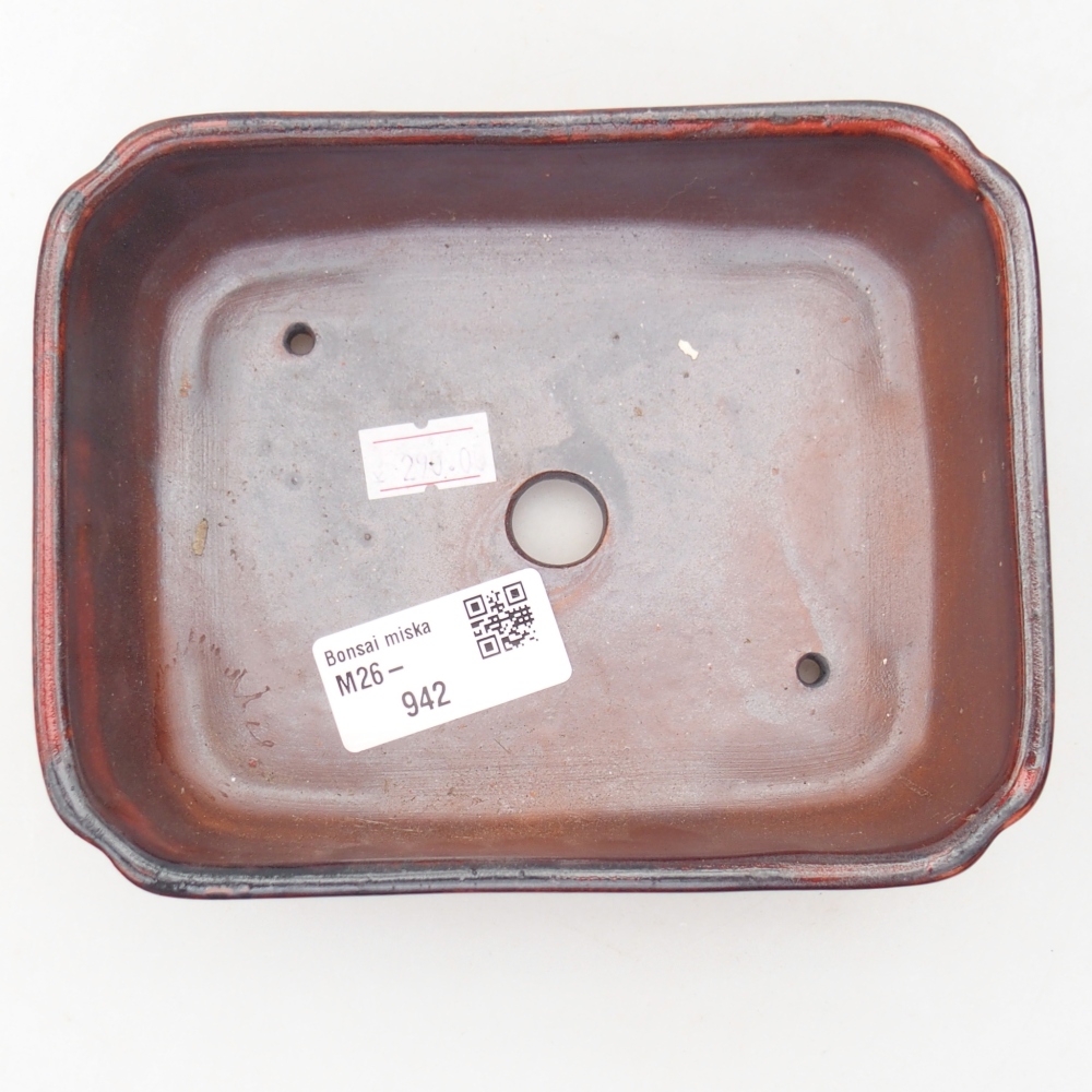 Bonsaischaal van keramiek 15 x 12 x 4,5 cm, kleur rood