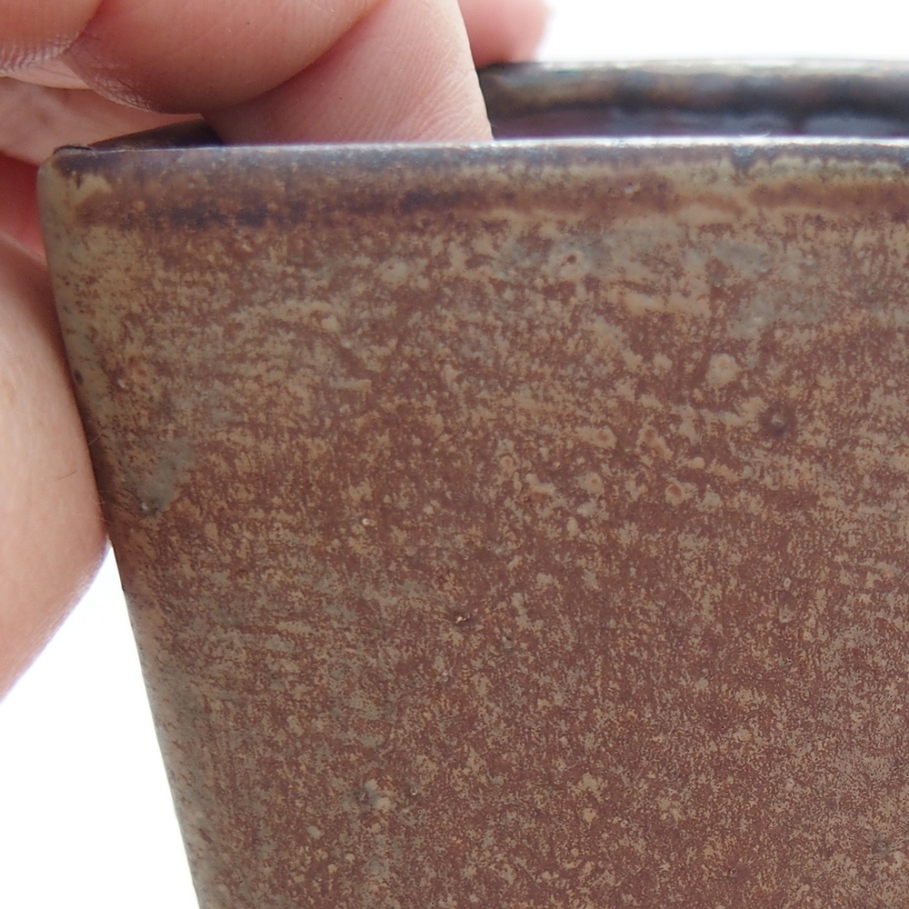 Bonsaischaal van keramiek 7 x 7 x 9,5 cm, kleur blauwbruin