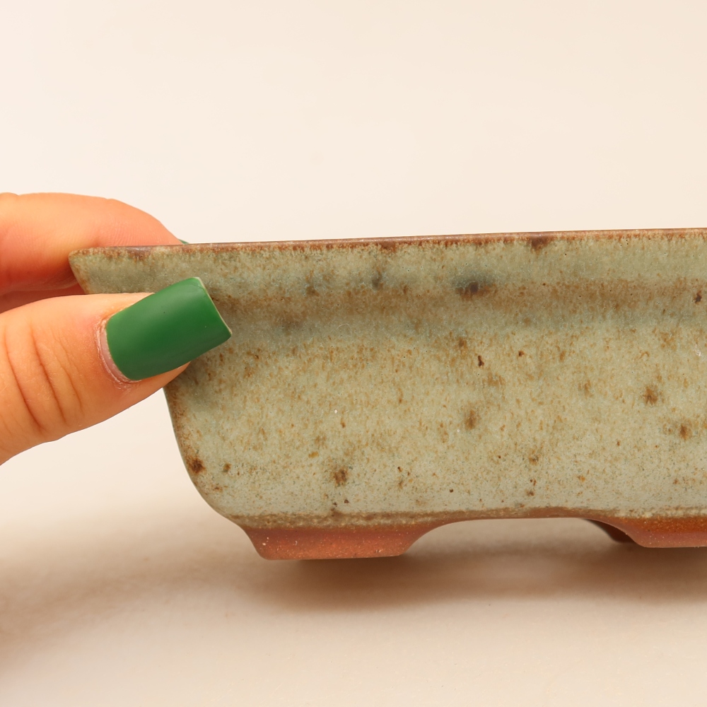 Keramische schaal  14,5 x 10 x 5 cm, kleur beige-groen