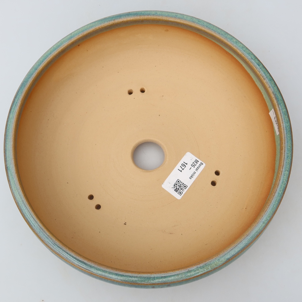 Bonsaischaal van keramiek 22,5 x 22,5 x 7 cm, groen