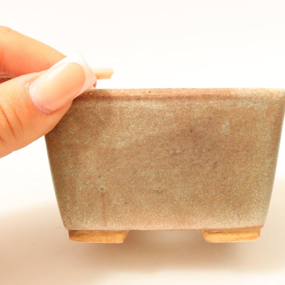 Bonsaischaal van keramiek 8,5 x 8,5 x 5,5 cm, groen