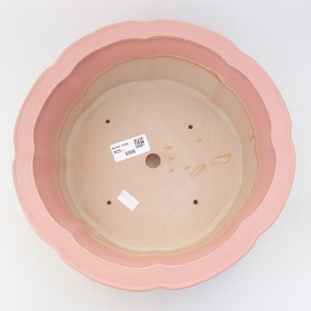 Bonsaischaal van keramiek 26 x 26 x 8 cm, kleur rood