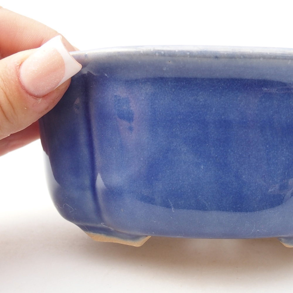 Bonsaischaal van keramiek 13,5 x 11 x 5,5 cm, kleur blauw