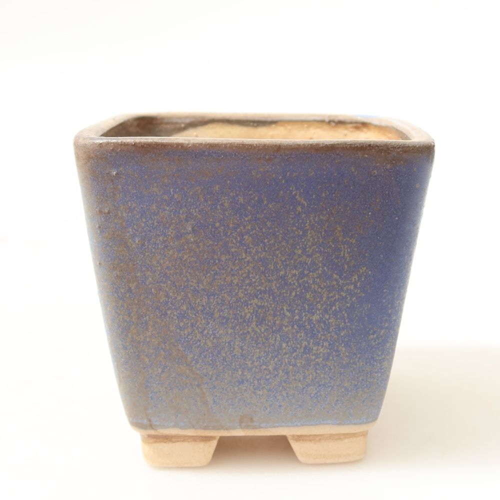 Keramische bonsaipot 7,5 x 7,5 x 7,5 cm, kleur: blauw