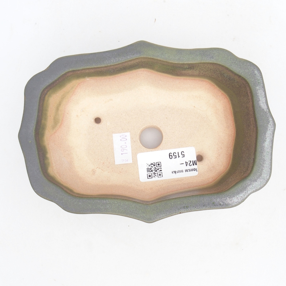 Bonsaischaal van keramiek 15,5 x 11,5 x 4,5 cm, groen