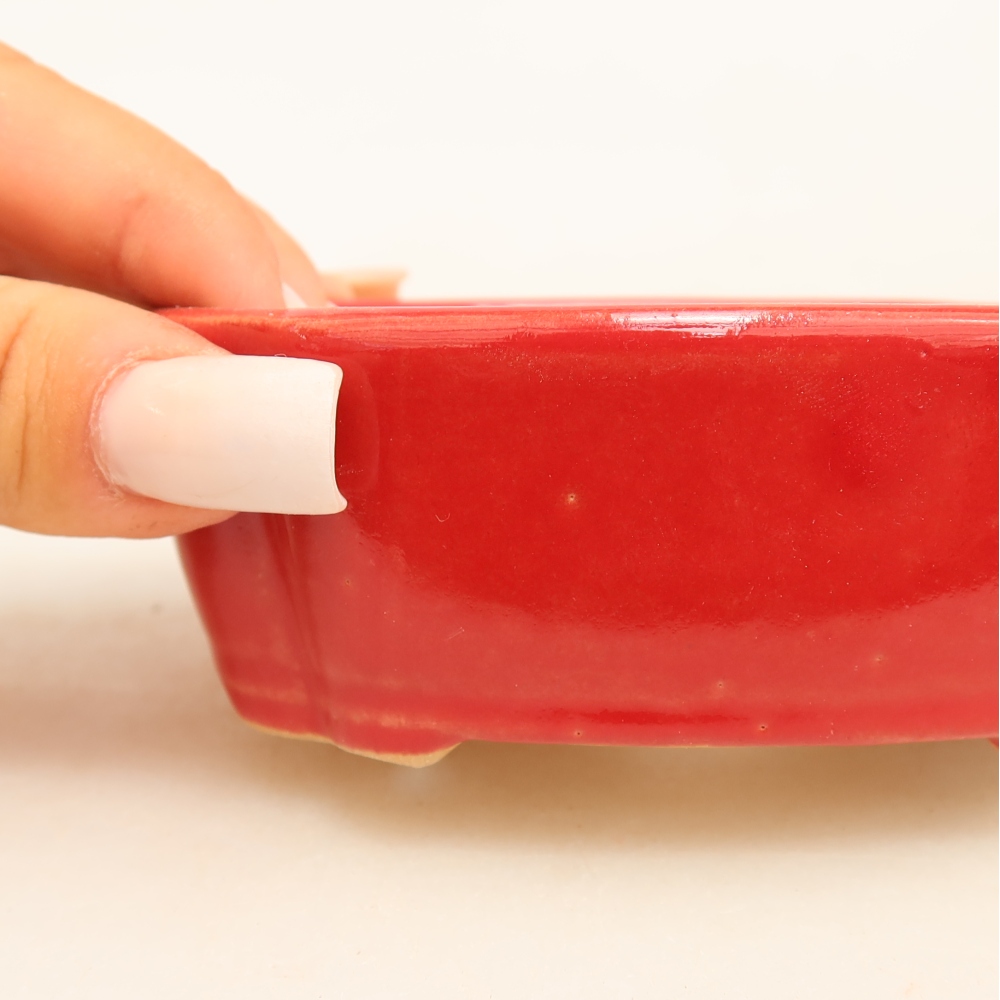 Keramische bonsaipot 10,5 x 8 x 4 cm, kleur: rood
