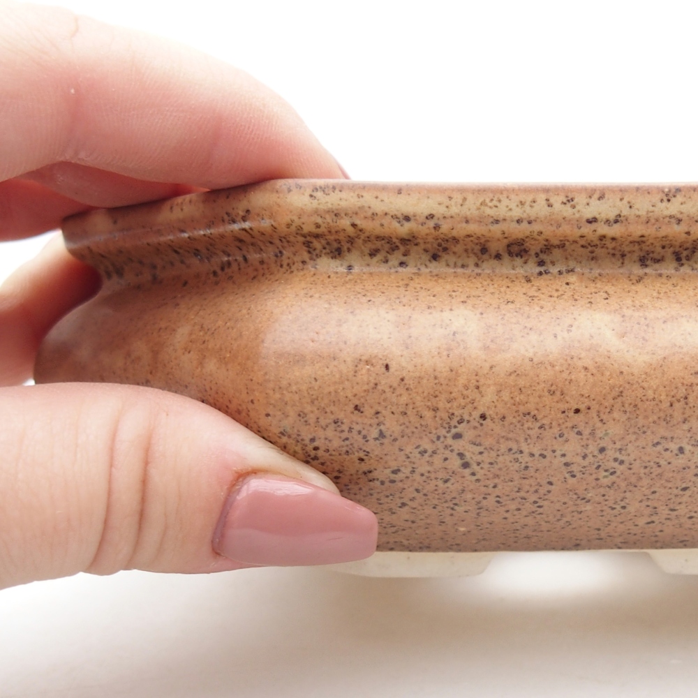 Bonsaischaal van keramiek 13,5 x 13,5 x 4,5 cm, bruin