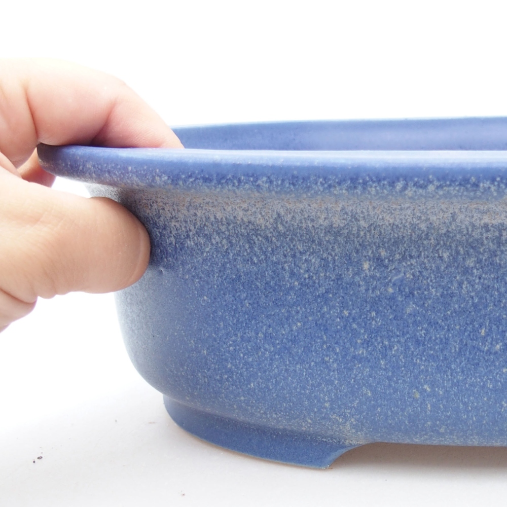 Bonsaischaal van keramiek 26 x 22 x 8 cm, kleur blauw