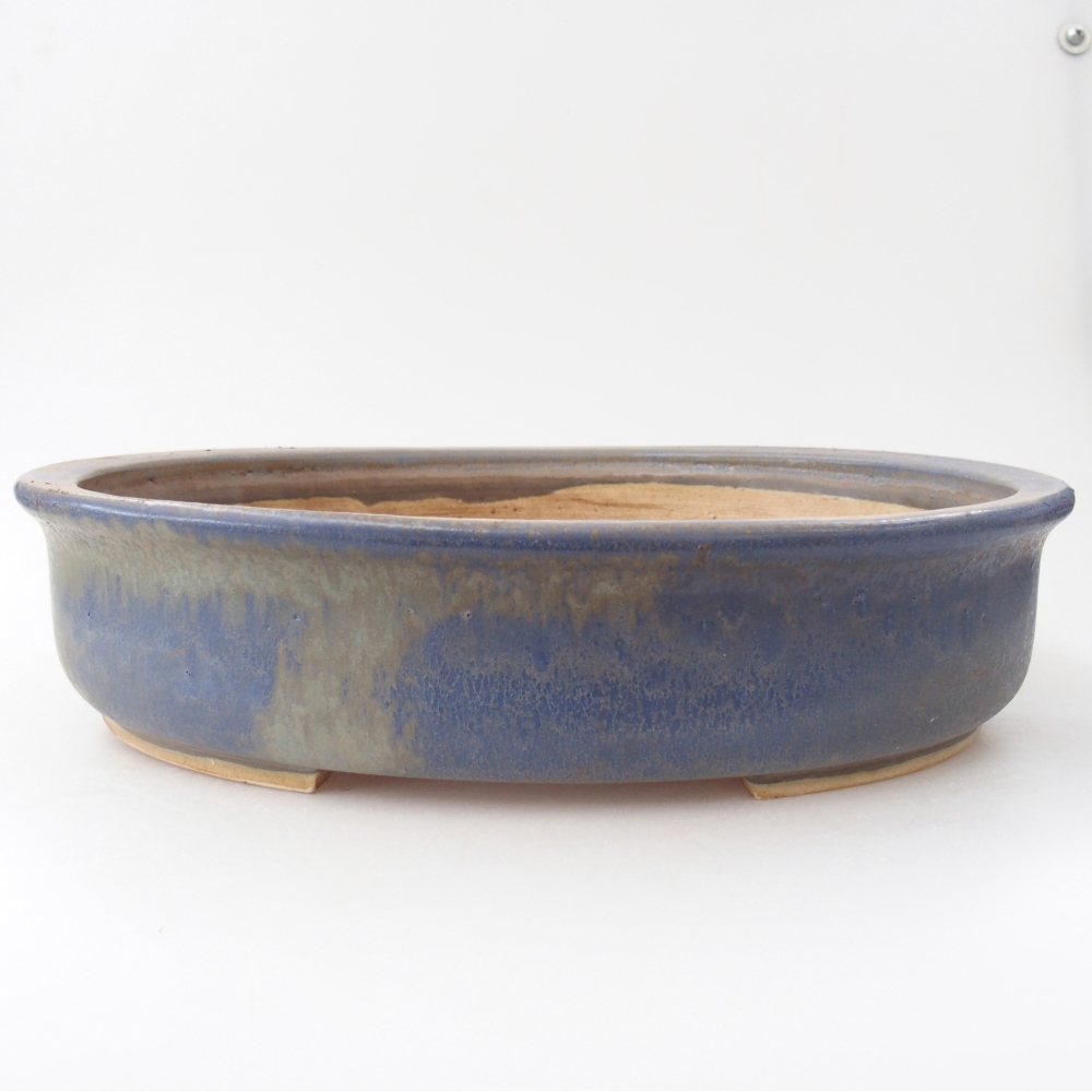 Bonsaischaal van keramiek 32,5 x 28 x 7 cm, kleur blauw