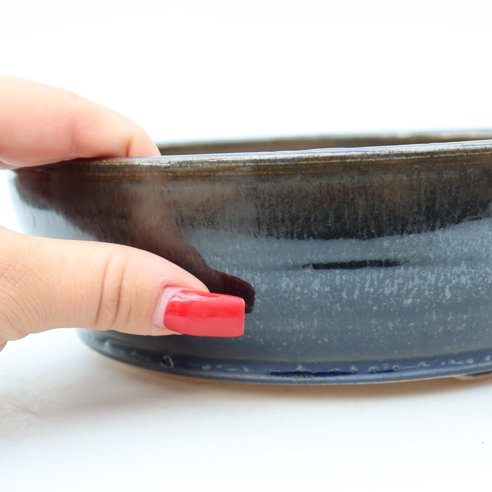 Keramische bonsaipot 21 x 21 x 6 cm, kleur: blauw