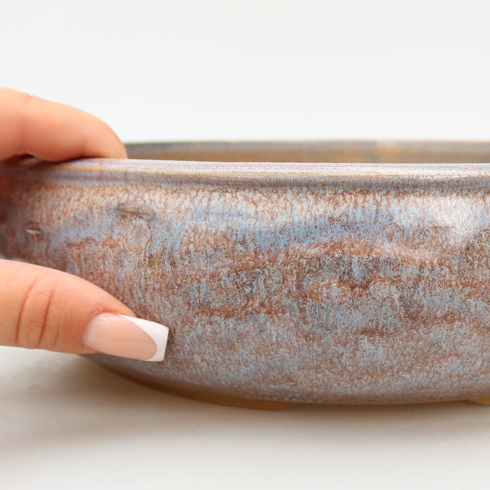 Keramische bonsaischaal 27,5 x 27,5 x 7 cm, kleur: blauw