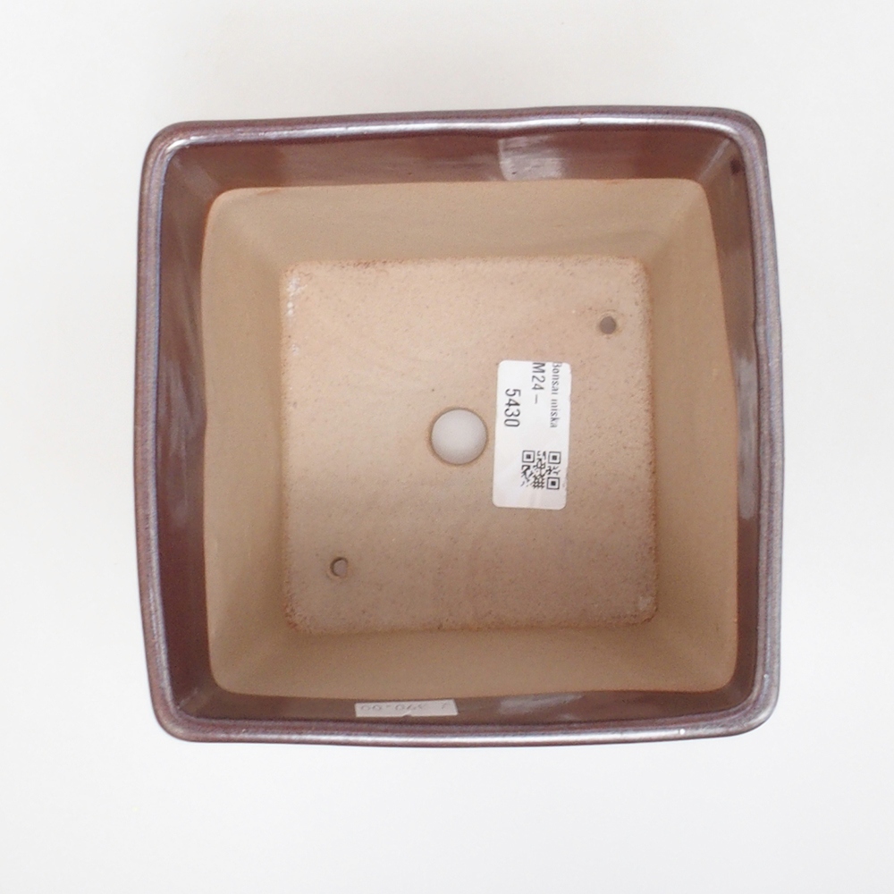 Bonsaischaal van keramiek 13,5 x 13,5 x 13,5 cm, bruin
