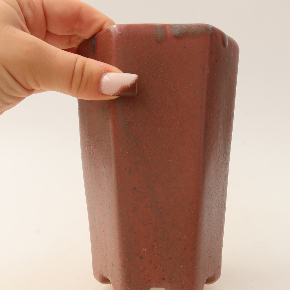 Keramische bonsaischaal 9,5 x 8,5 x 14,5 cm, kleur: roze