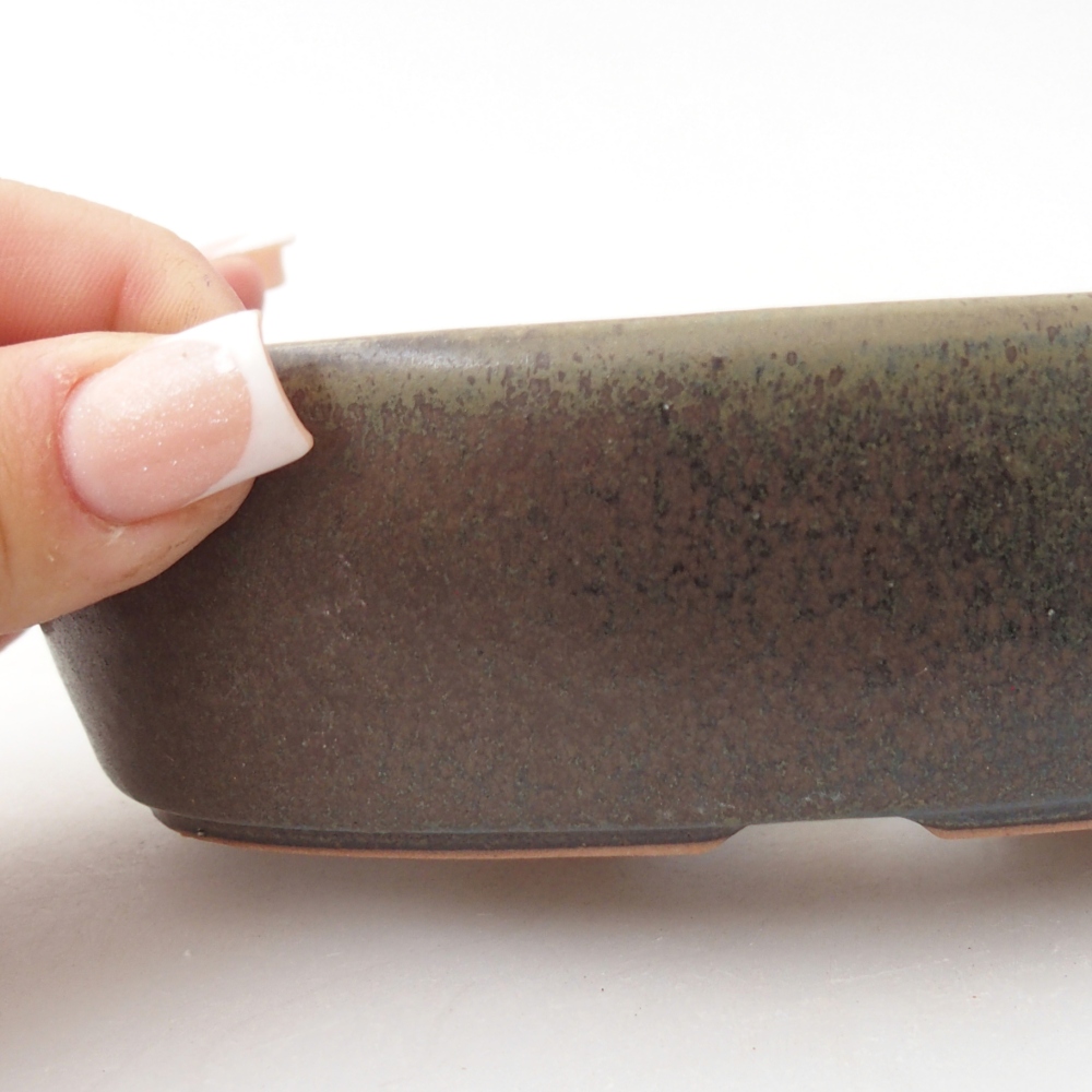 Bonsaischaal van keramiek 15 x 9,5 x 4 cm, bruin