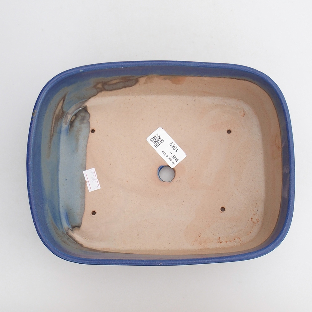 Bonsaischaal van keramiek 23,5 x 18 x 7,5 cm, kleur blauw