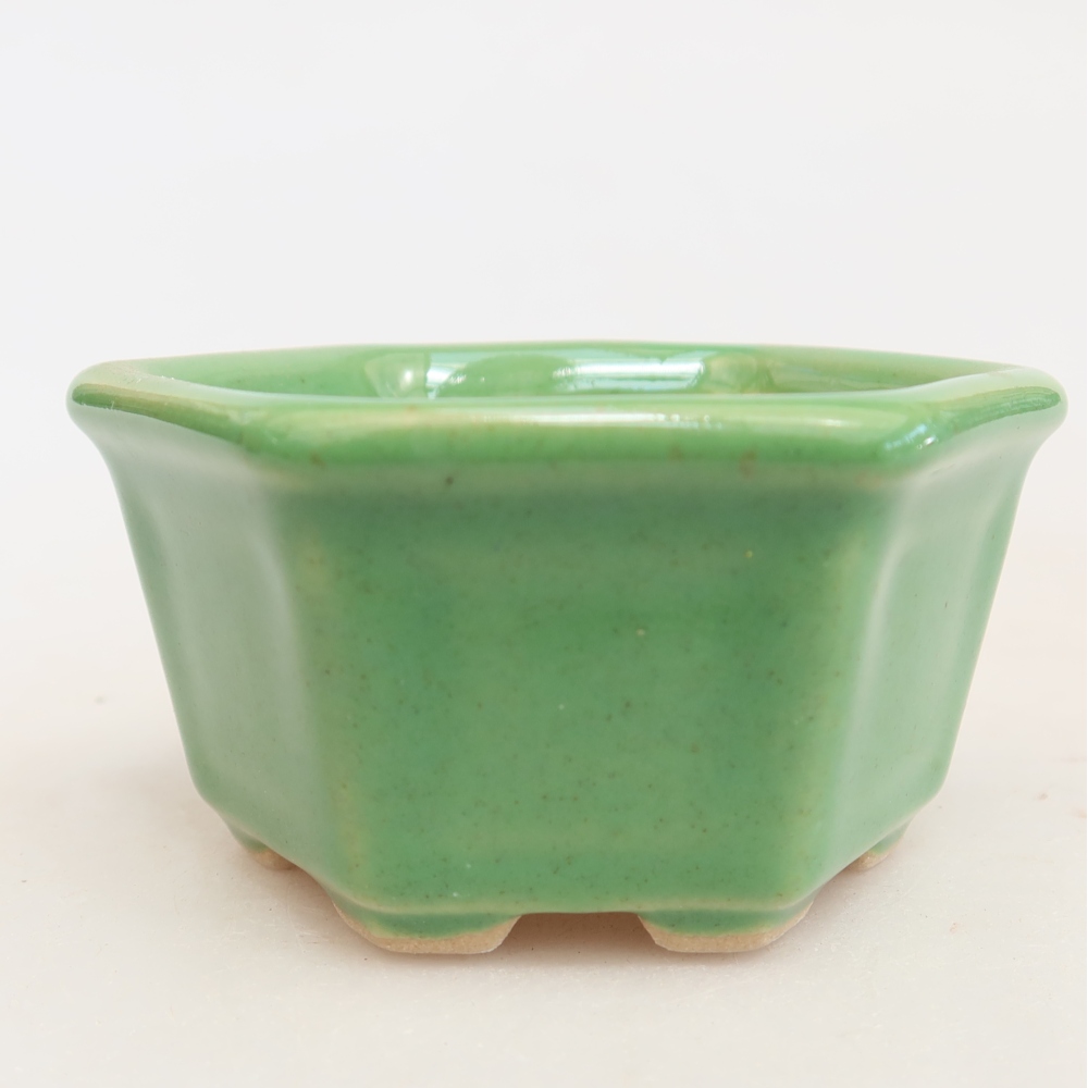 Bonsaischaal van keramiek 7,5 x 7 x 4 cm, groen