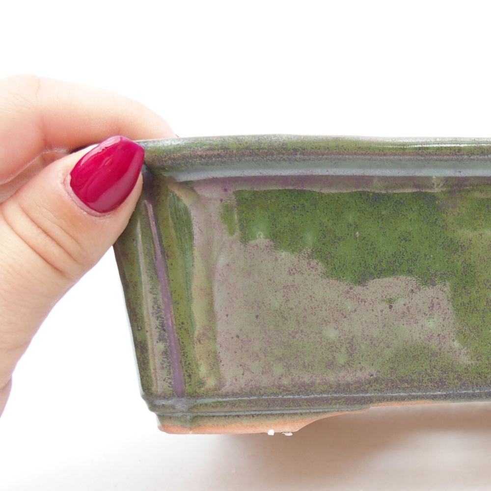 Bonsaischaal van keramiek 17,5 x 12,5 x 6 cm, groen