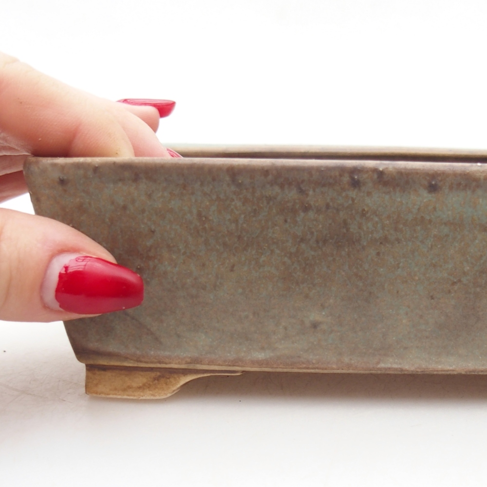 Bonsaischaal van keramiek 15 x 12 x 5 cm, groen