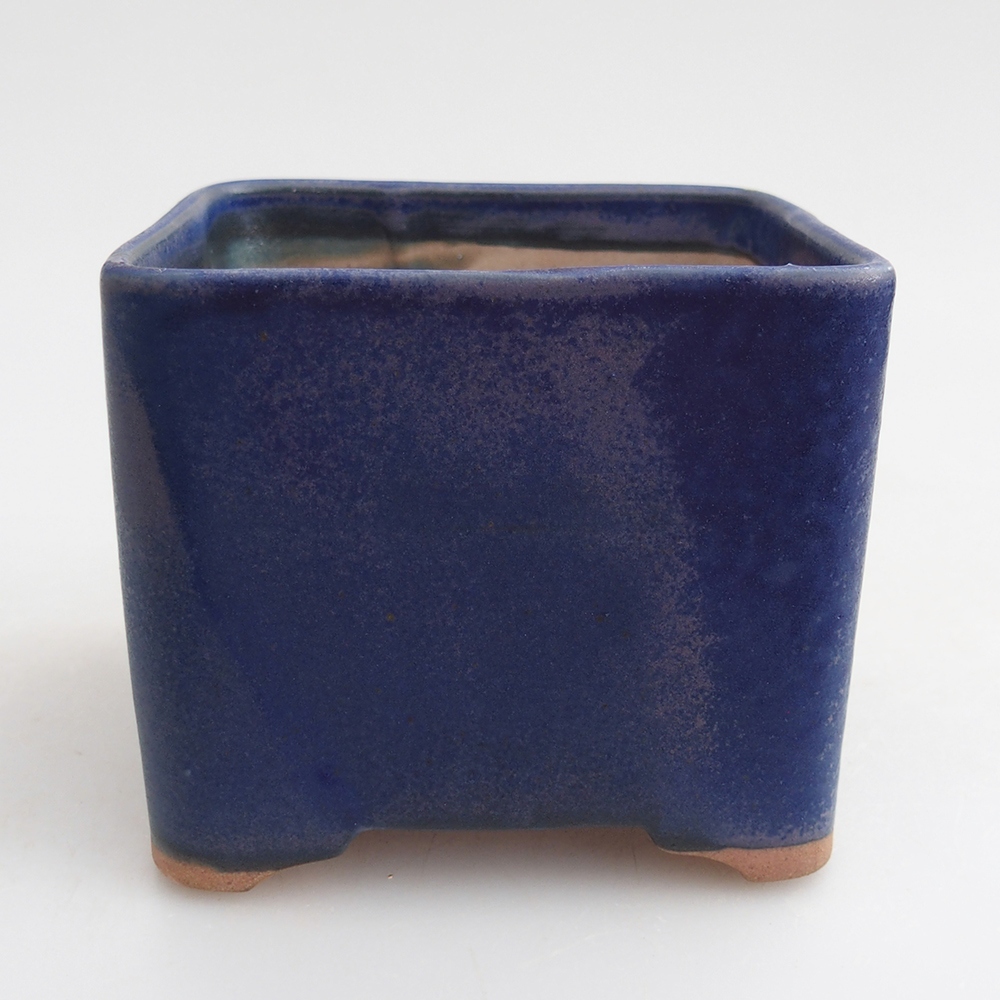 Bonsaischaal van keramiek 10 x 10 x 8 cm, kleur blauw