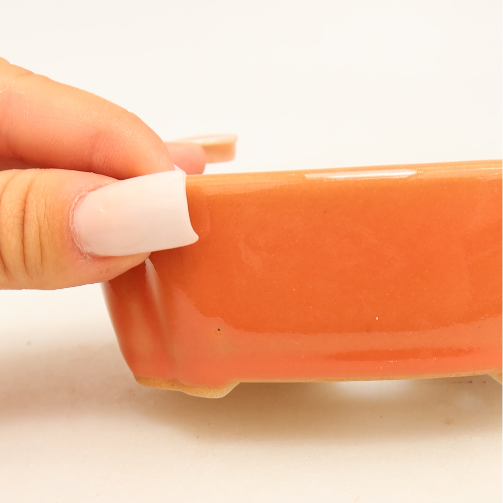 Keramische bonsaipot 10,5 x 8 x 4 cm, kleur oranje