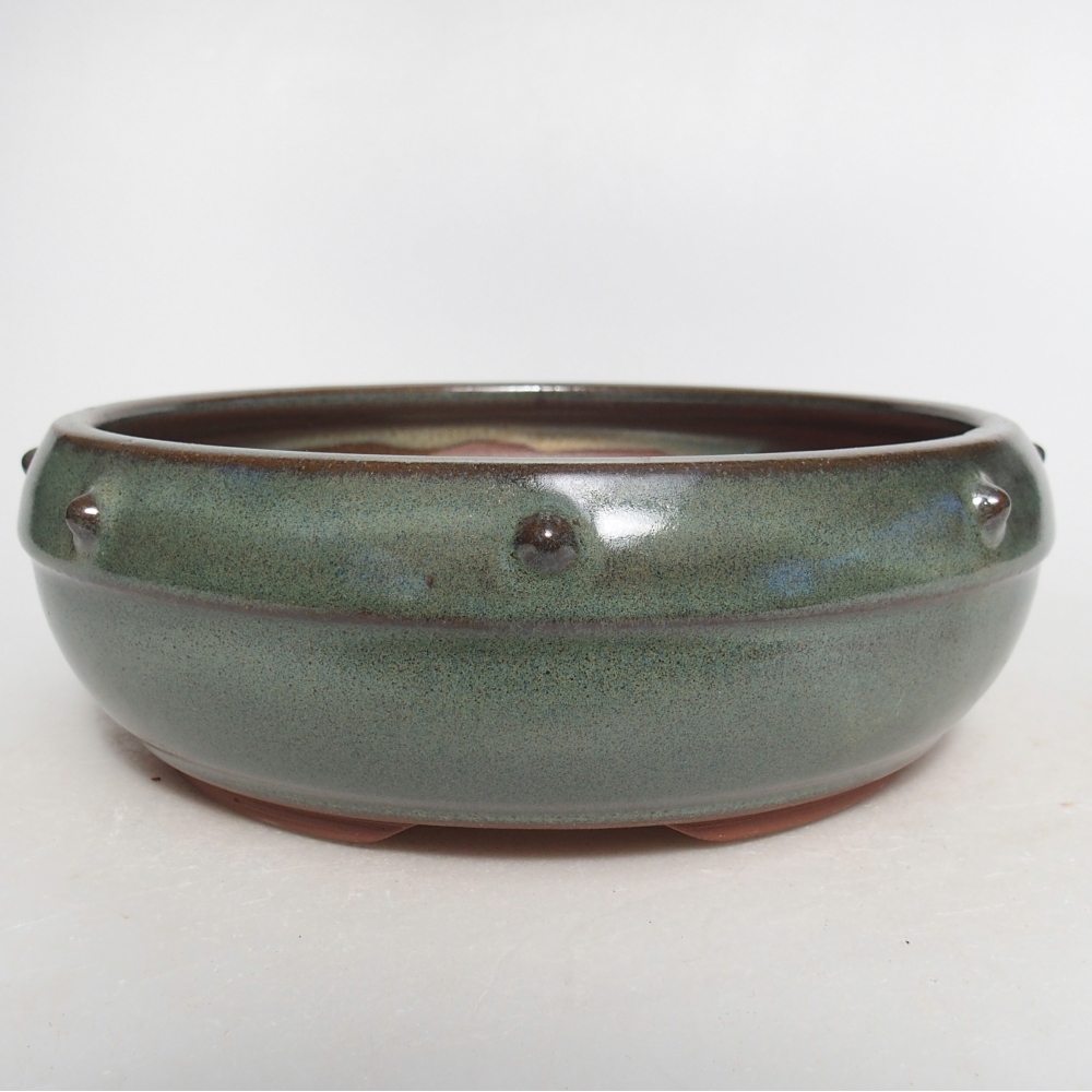 Bonsaischaal van keramiek 16 x 16 x 7 cm, groen