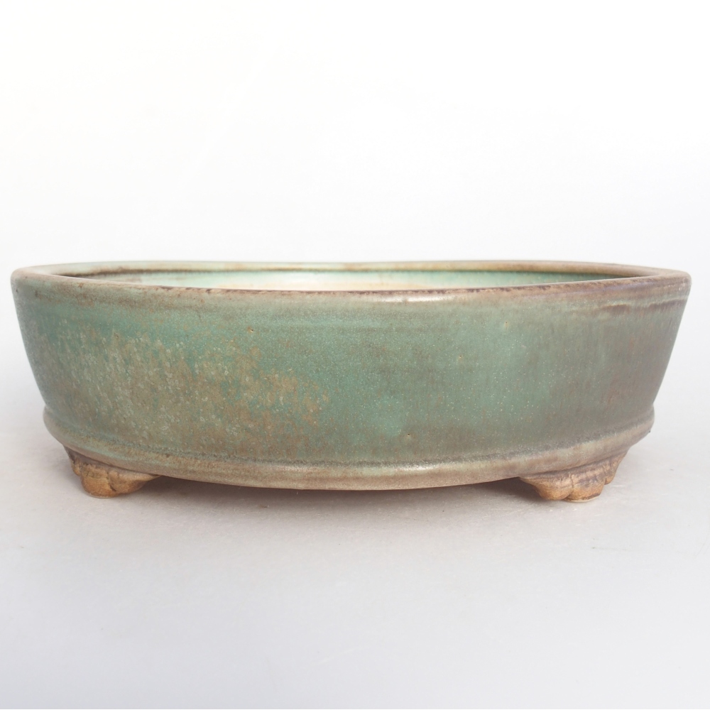 Bonsaischaal van keramiek 21 x 21 x 6 cm, groen