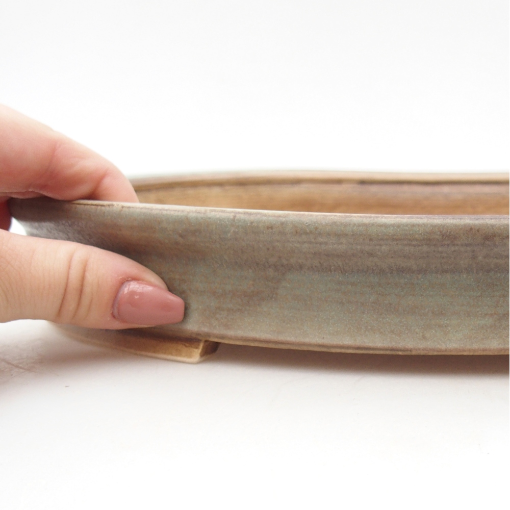 Bonsaischaal van keramiek 30,5 x 27 x 4 cm, groen