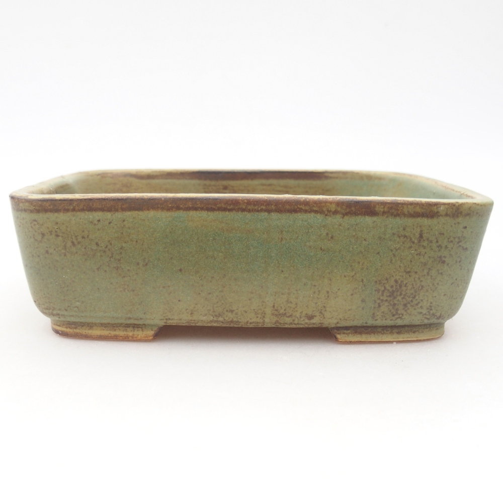Bonsaischaal van keramiek 15 x 12 x 4,5 cm, groen