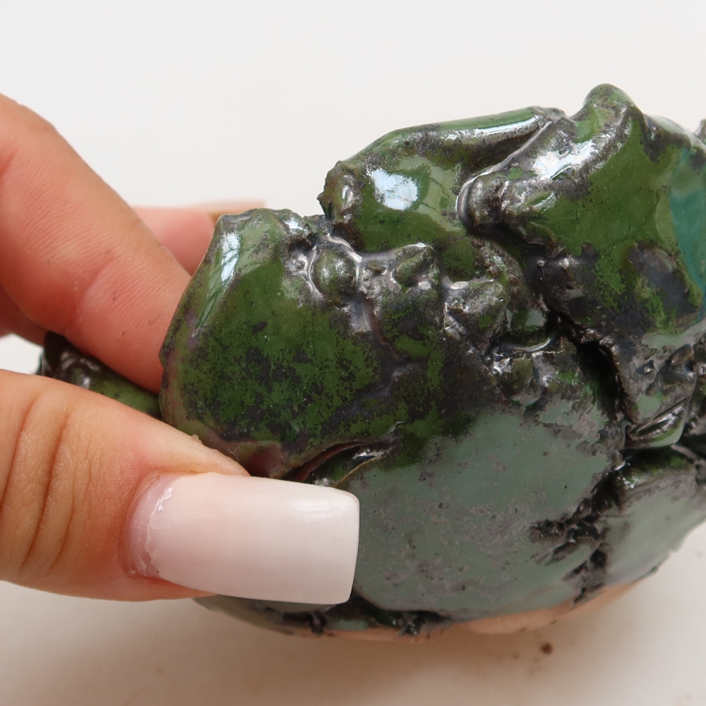 Keramische schaal  9,5 x 9 x 6 cm, kleur groen