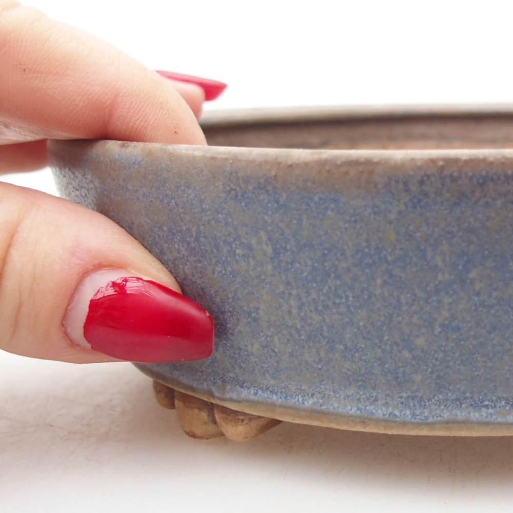 Bonsaischaal van keramiek 13,5 x 13,5 x 4 cm, kleur blauw