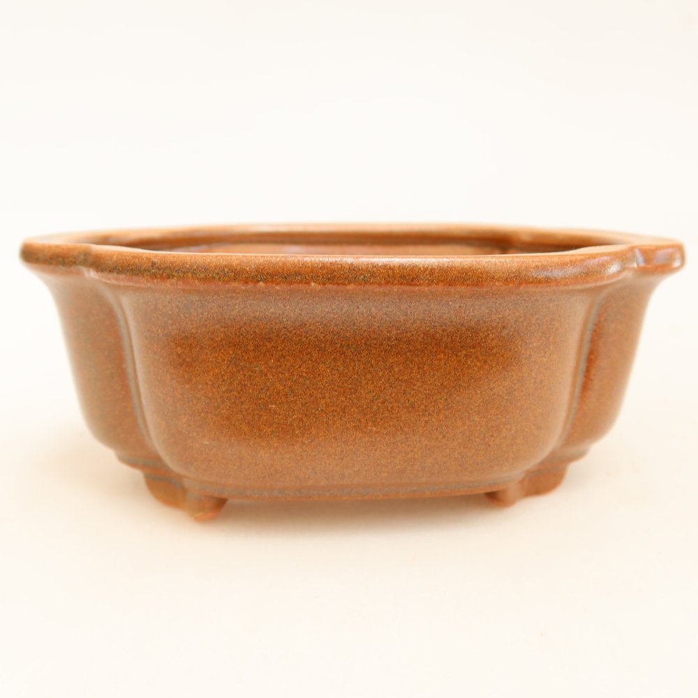 Bonsaischaal van keramiek 13,5 x 10,5 x 5 cm, bruin