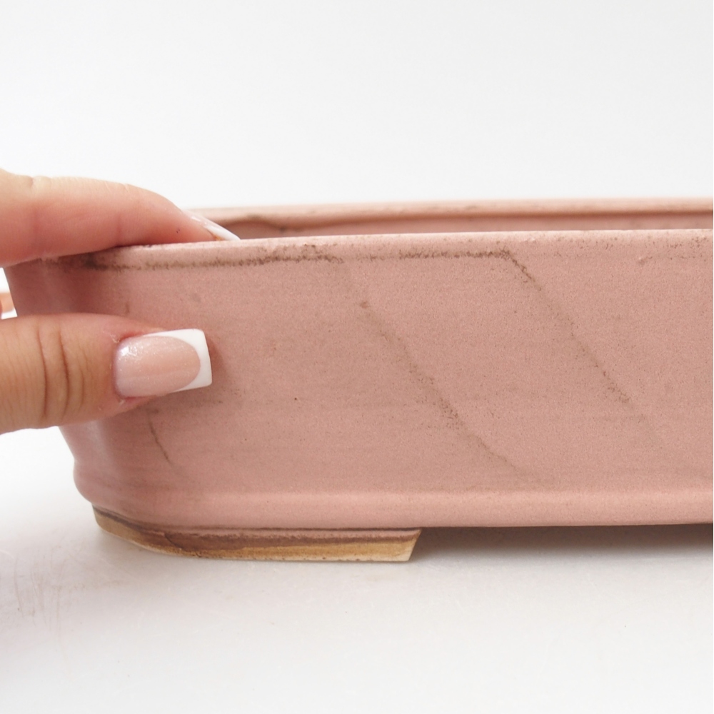 Bonsaischaal van keramiek 24,5 x 21,5 x 6,5 cm, roze