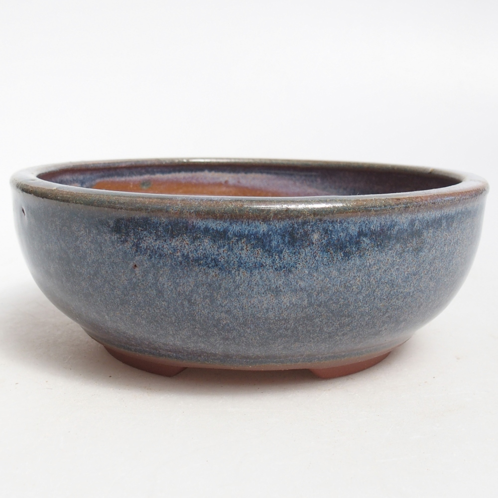 Bonsaischaal van keramiek 15 x 15 x 5,5 cm, kleur blauw