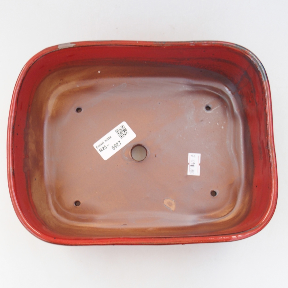 Bonsaischaal van keramiek 23 x 18 x 7,5 cm, kleur rood