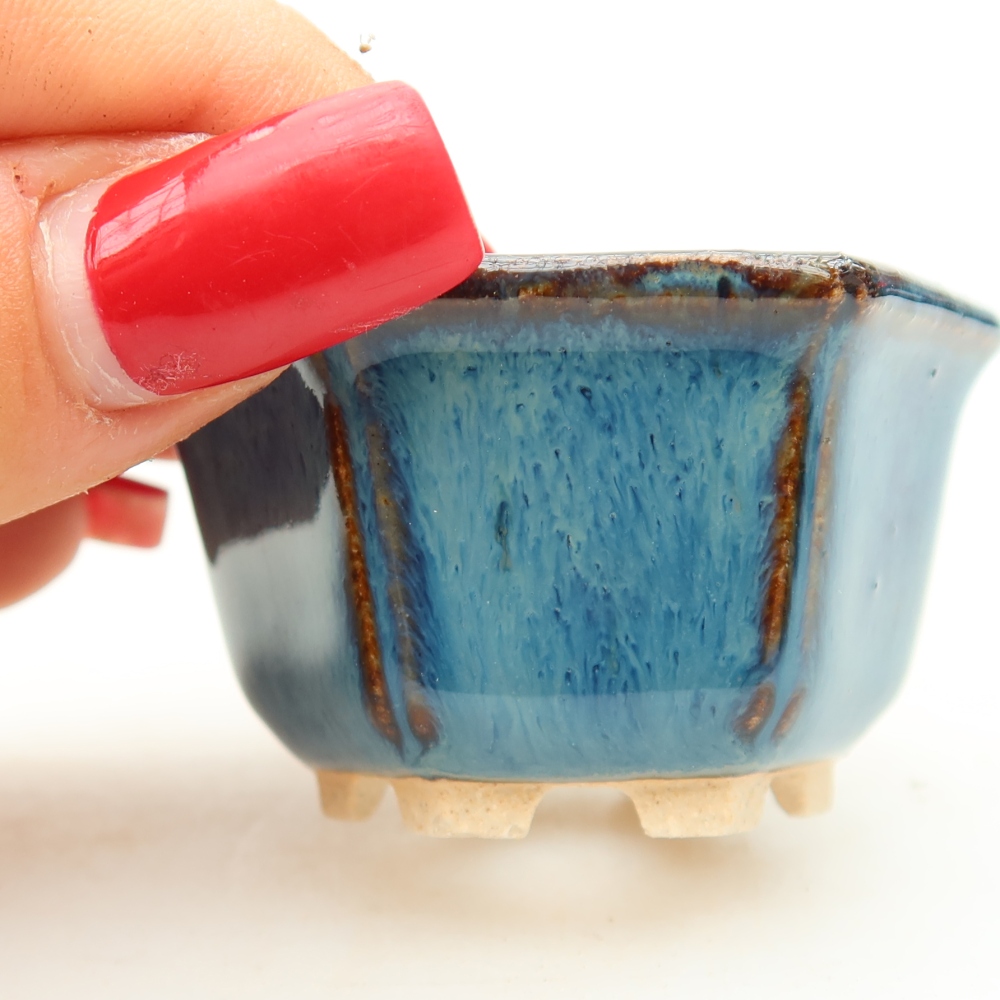Keramische bonsaischaal 5,5 x 5 x 3 cm, kleur: blauw