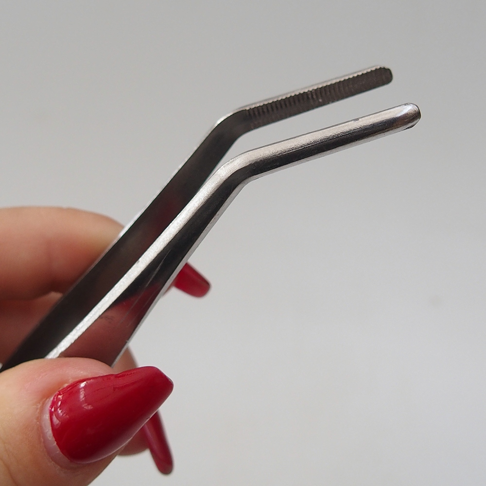 Grijper en gebogen pincet 22 cm - roestvrij staal