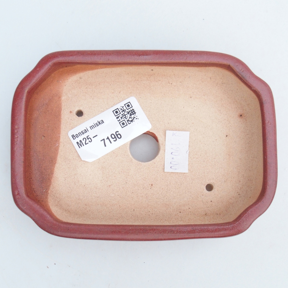 Bonsaischaal van keramiek 26 x 26 x 8 cm, kleur rood