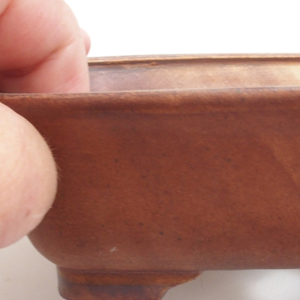 Bonsaischaal van keramiek 10 x 8,5 x 4 cm, bruin