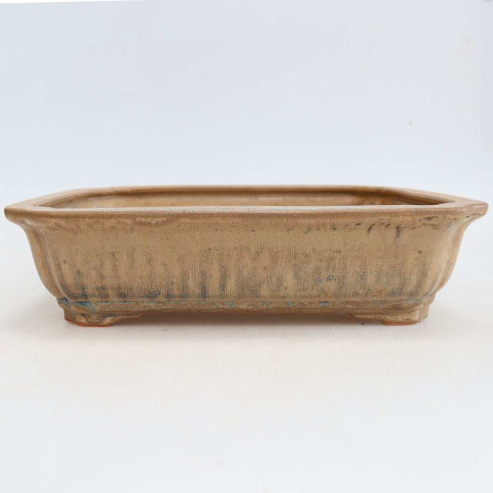 Bonsaischaal van keramiek 27,5 x 21,5 x 7 cm, kleur beige