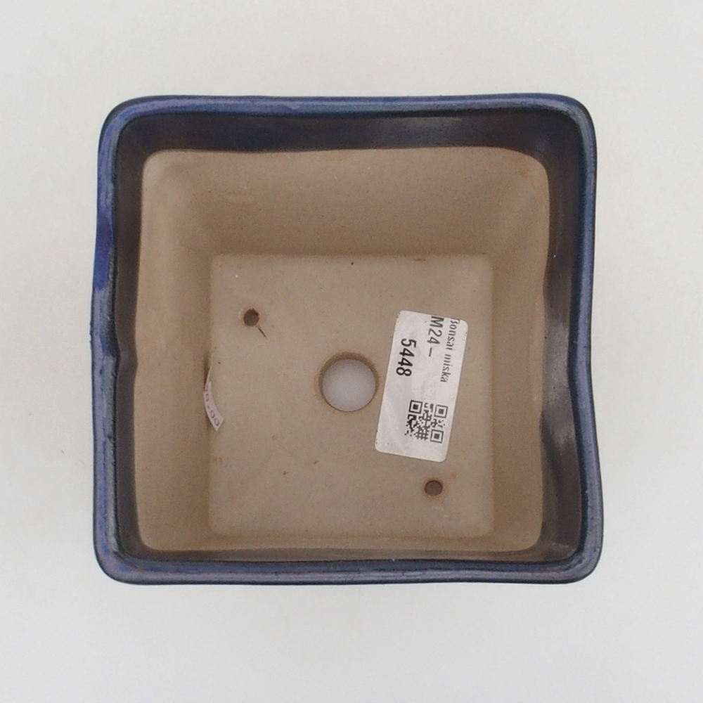 Bonsaischaal van keramiek 10,5 x 10,5 x 10,5 cm, kleur blauw
