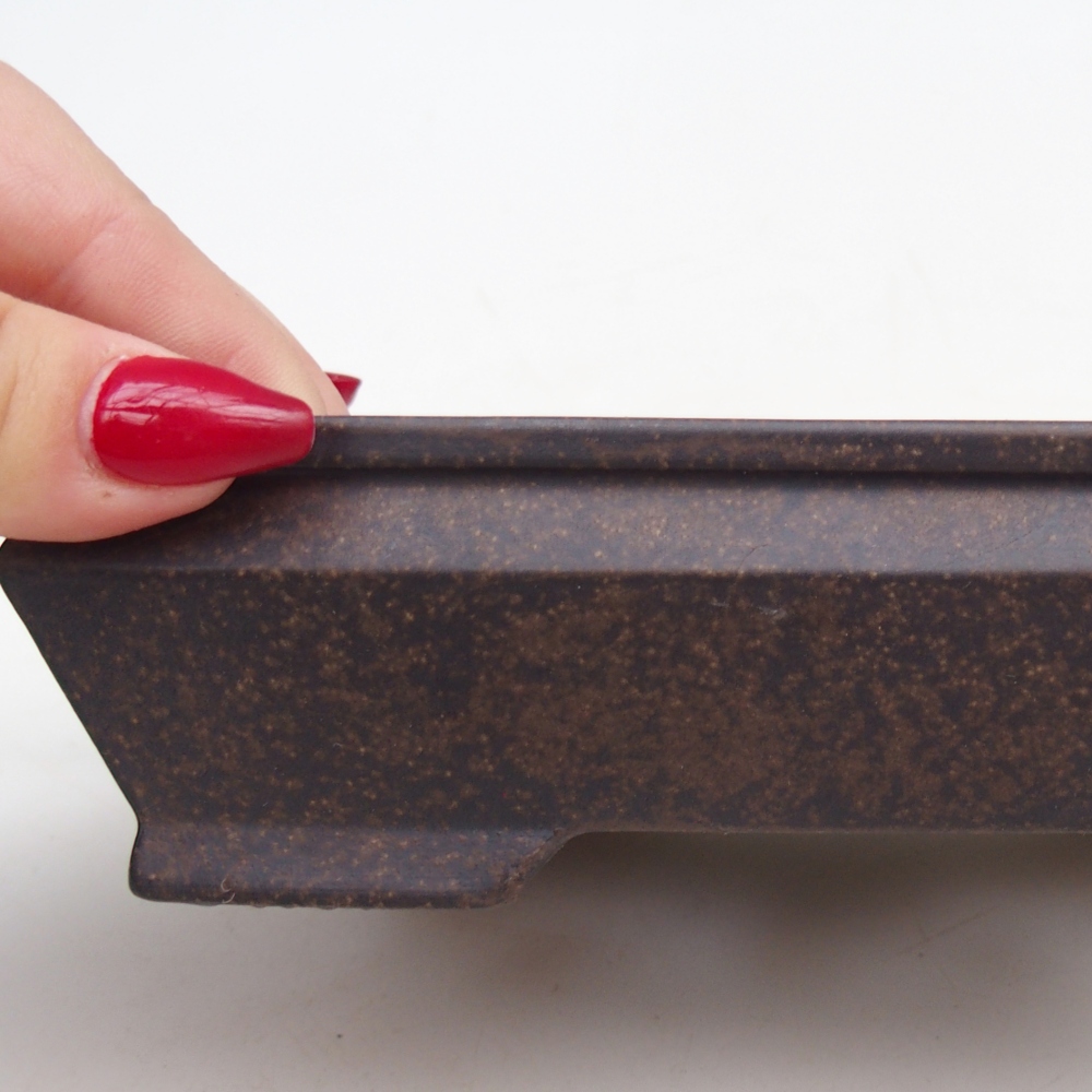 Bonsaischaal van keramiek 15,5 x 11 x 4,5 cm, okerbruin