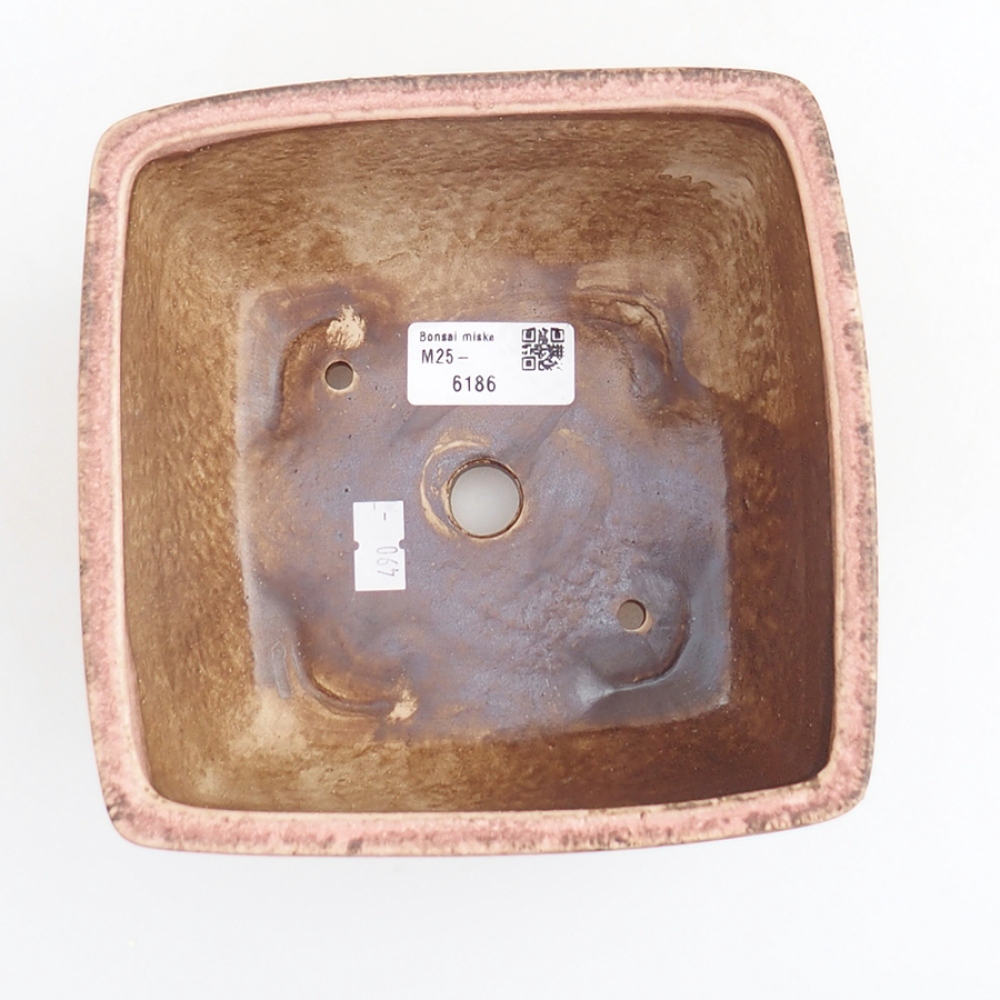 Bonsaischaal van keramiek 10,5 x 10,5 x 7 cm, roze
