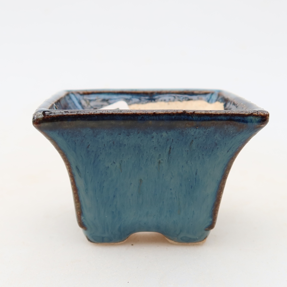 Keramische bonsaischaal 5,5 x 5,5 x 4 cm, kleur: blauw