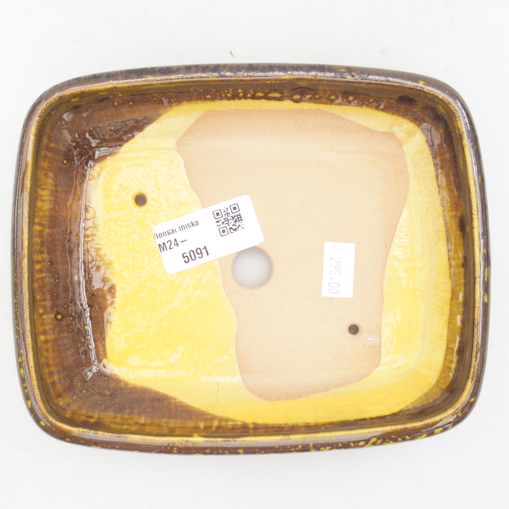 Bonsaischaal van keramiek 17 x 14 x 3,5 cm, geel
