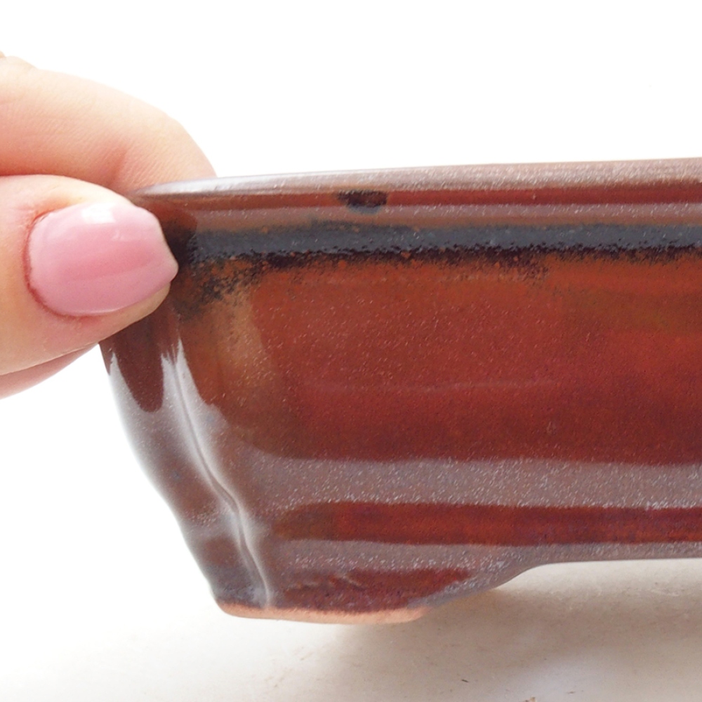 Bonsaischaal van keramiek 16 x 12 x 5 cm, bruin