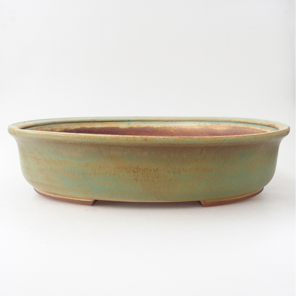 Bonsaischaal van keramiek 32,5 x 28 x 7 cm, groen