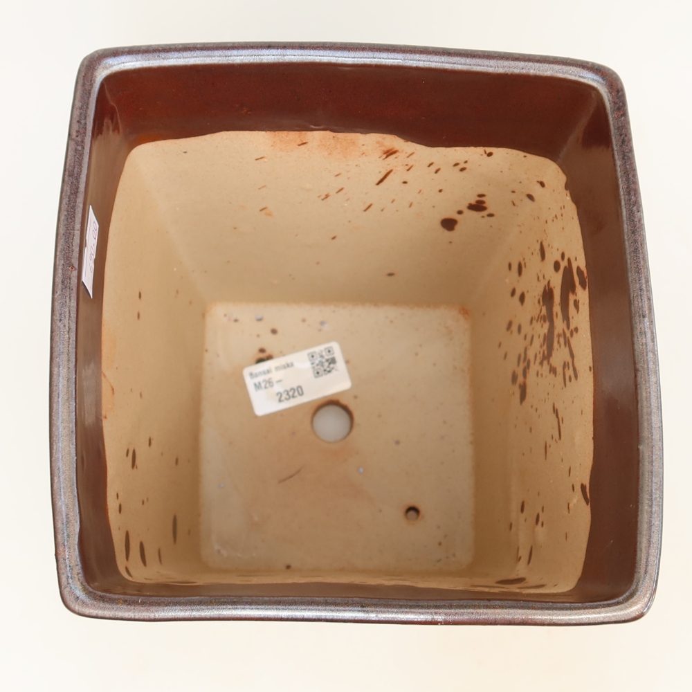 Keramische bonsaipot 15,5 x 15,5 x 19 cm, kleur bruin